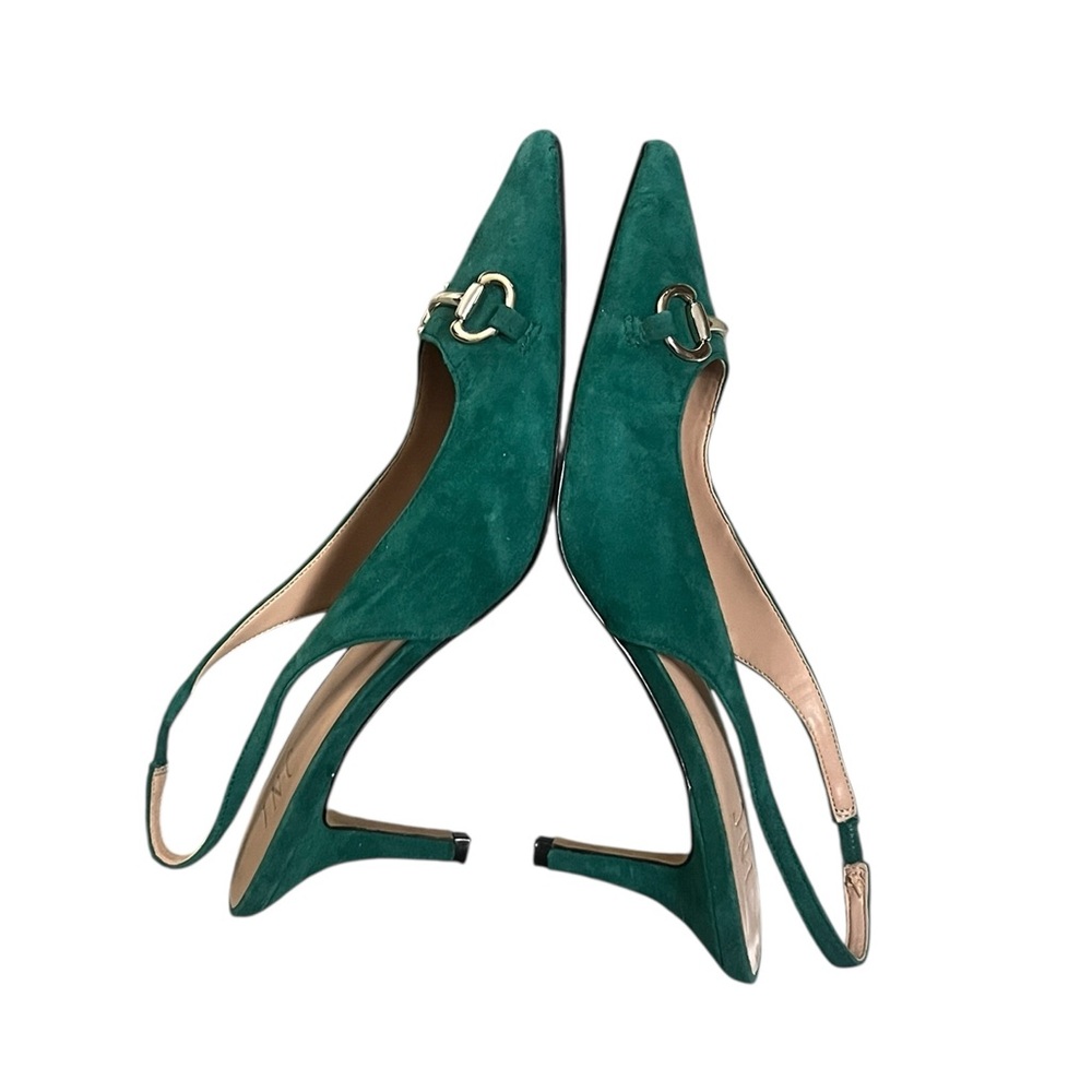 INC International Concepts Carynn green suede horsebit slingback kitten heels - Picture 7 of 9